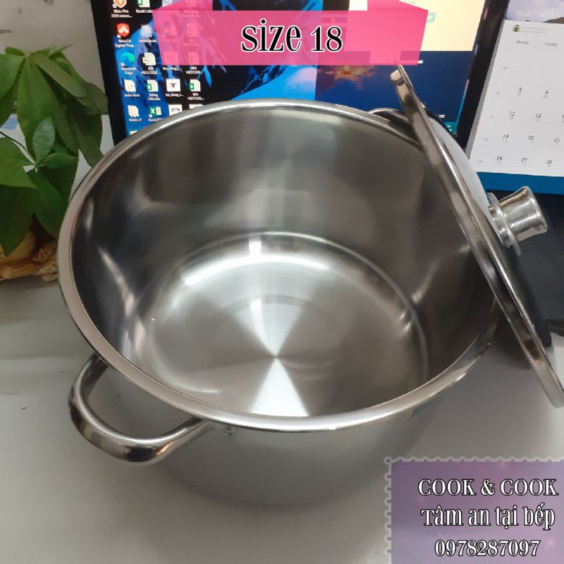 [CHÍNH HÃNG] Nồi inox size 18 Vietcook đáy từ