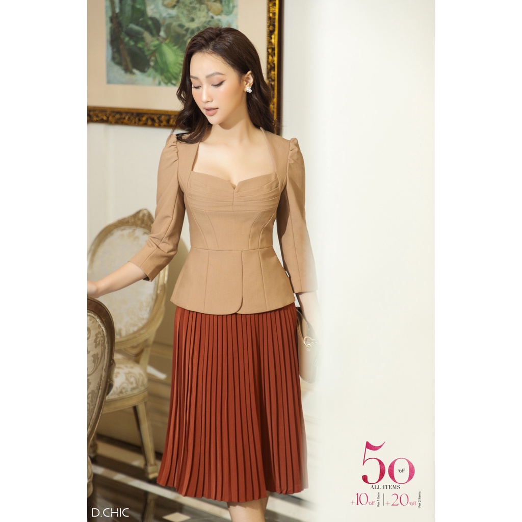 Áo cúp ngực xếp ly nhún vai D.CHIC MS: 160414
