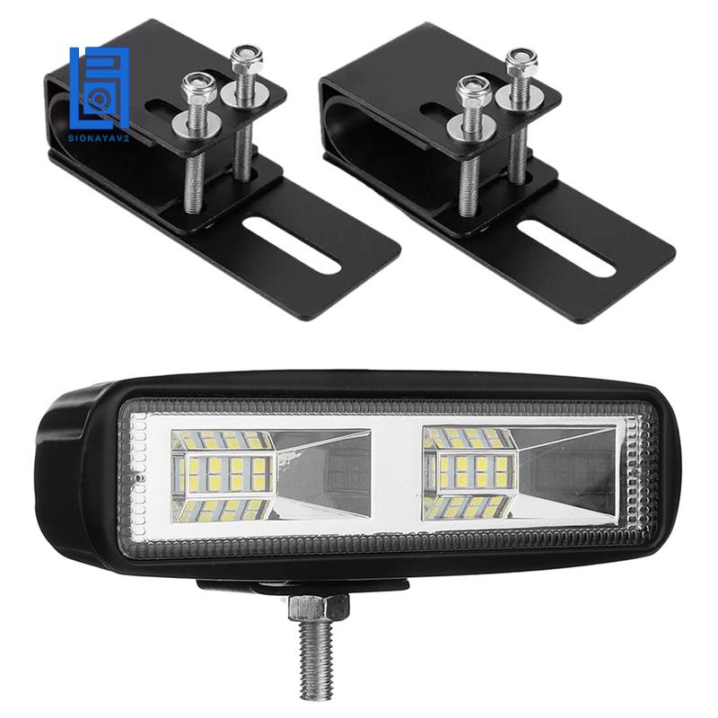 [New]2 Set Car Accessories: 1 Pcs 6 Inch 48W 16 Led Work Light Bar Flood Beam Bar & 1 Pair Car LED Light Bar Mounting Bracket