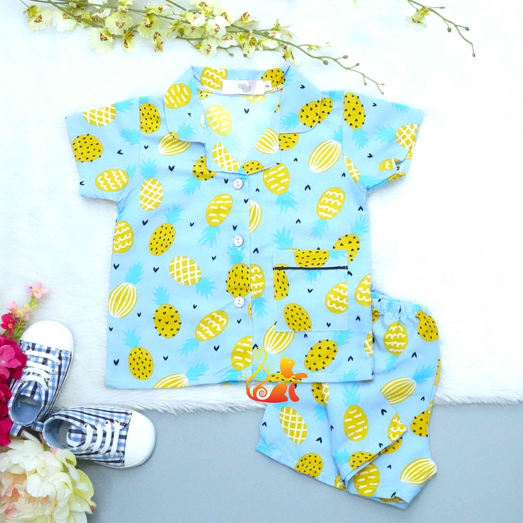 Đồ Mặc Nhà &quot;Dứa vàng&quot; Pijama Kate Thái - Cho Bé 8 - 38kg.