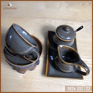 Bộ ly sứ Cafe cappuccino 185ml [Cốc cà phê gốm sứ LOTUS GOM]