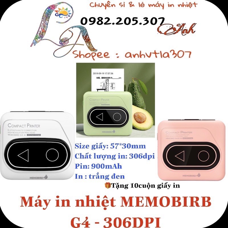 [chính hãng] Máy in mini MEMOBIRD G4 306dpi