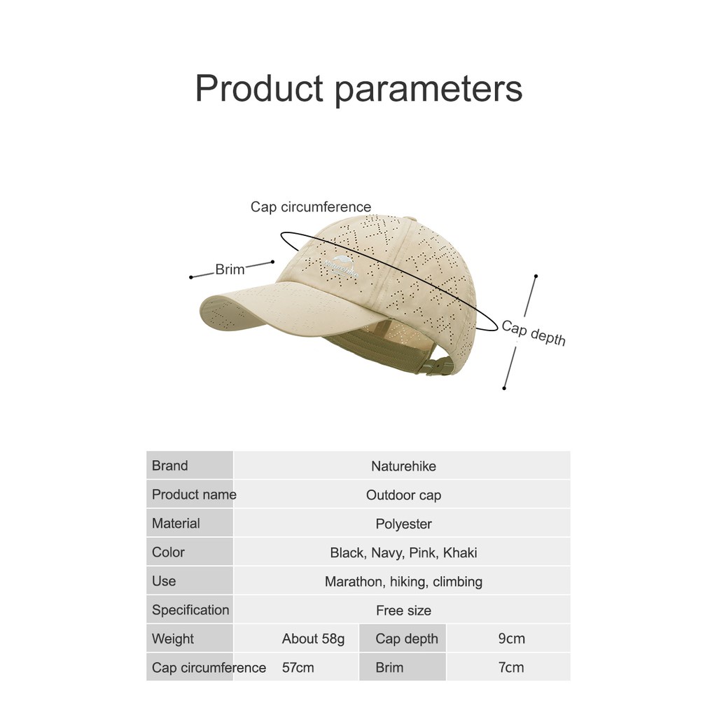 Mũ lưỡi trai thoáng khí chính hãng NatureHike NH20FS003