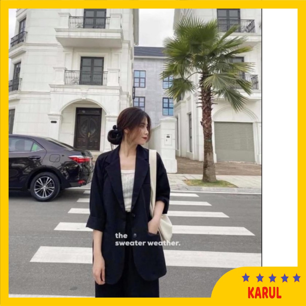 [Ảnh thật/Sẵn] BLAZER TRƠN ĐEN HÀN QUỐC 1 LỚP ÁO VEST BLAER-KARUL | BigBuy360 - bigbuy360.vn