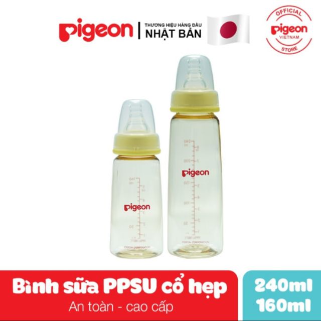 Bình sữa Pigeon PPSU cao cấp cổ hẹp 160ml 240ml