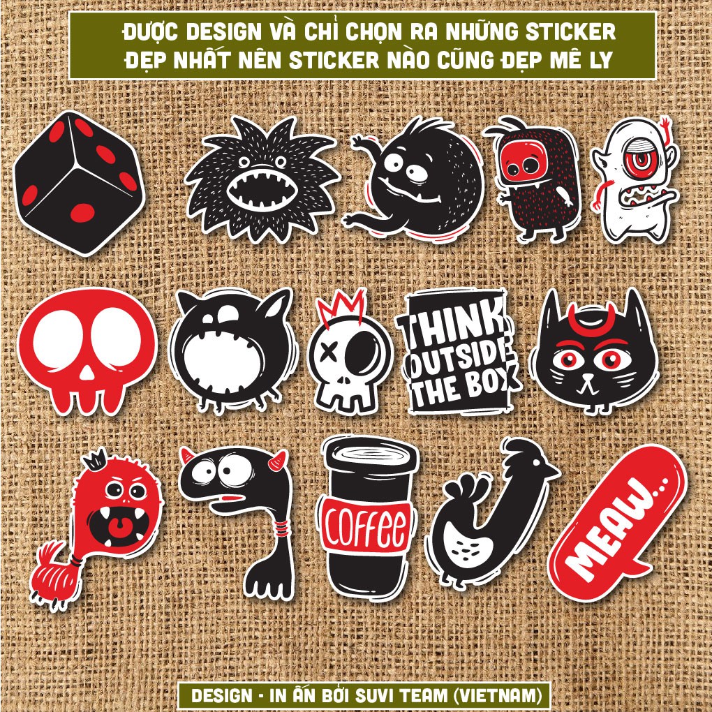 Sticker dán laptop Đỏ Đen chống nước sticker dán laptop, điện thoại, đàn guitar, mũ bảo hiểm, vali. MSP: C05