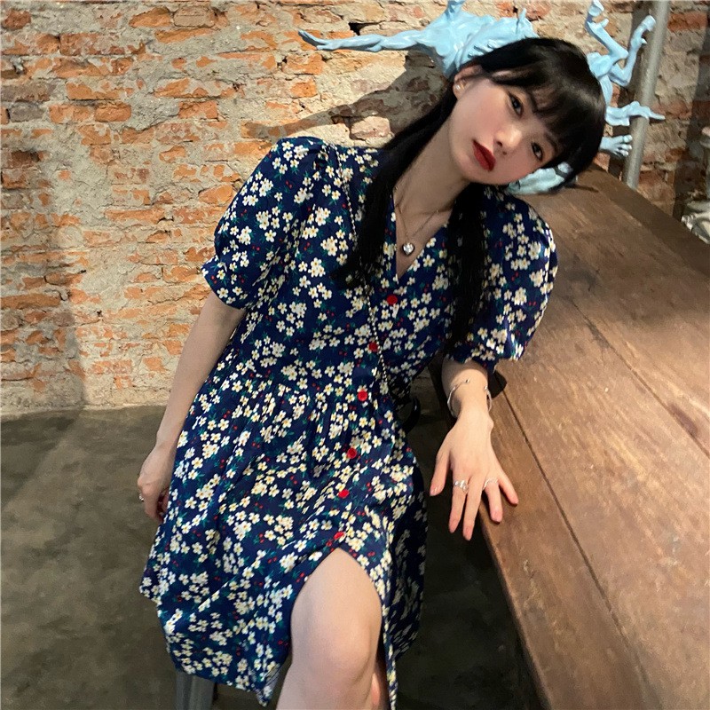 [SALE MẠNH] Váy hoa nhí cổ chữ V siêu dễ thương | BigBuy360 - bigbuy360.vn