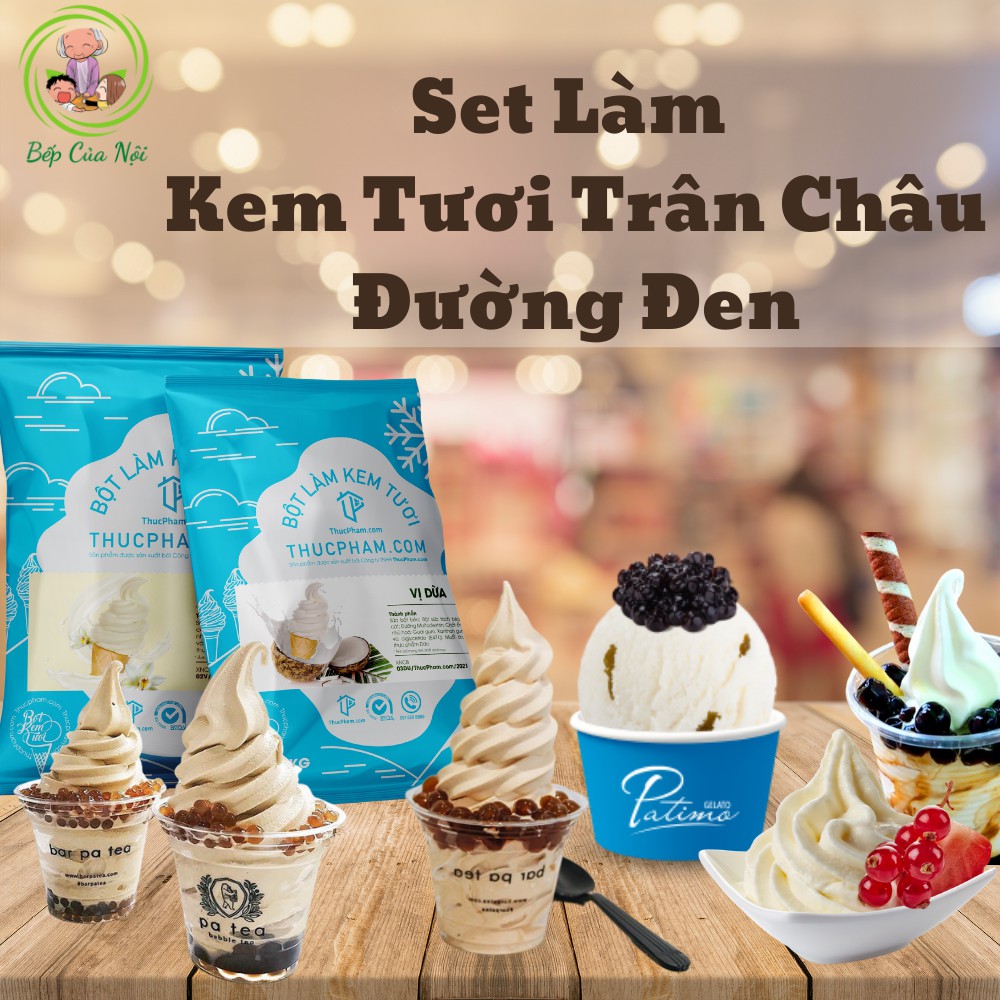 💥SALE KHỦNG💥Set Bột Làm Kem Tươi Trân Châu Đường Đen Cho 1,8 KG Kem Kèm Công Thức Dễ Làm - Tiệm Bột Pha Chế Xì Trum