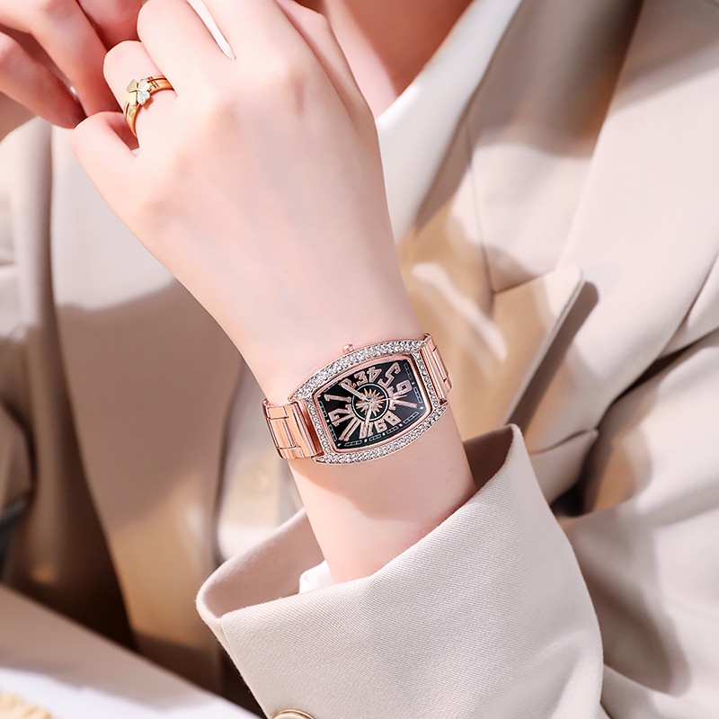 Đồng hồ nữ mặt vuông dây thép chính hãng đính đá sang trọng cao cấp D-ZINER NT55 | BigBuy360 - bigbuy360.vn