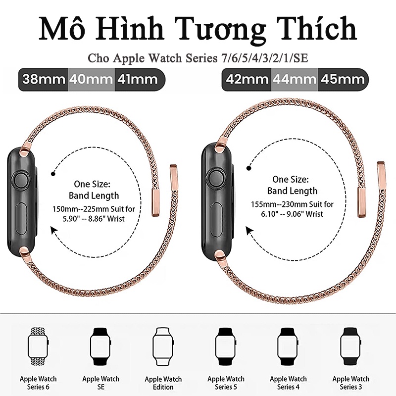 Miimall Dây Đeo Inox cho apple Watch Series 7 8 Ultra 49mm 45mm 41mmm Cho Đồng Hồ Thông Minh cho apple Watch Series 6/5/4/3/2/1/SE 40mm 44mm 38mm 42mm