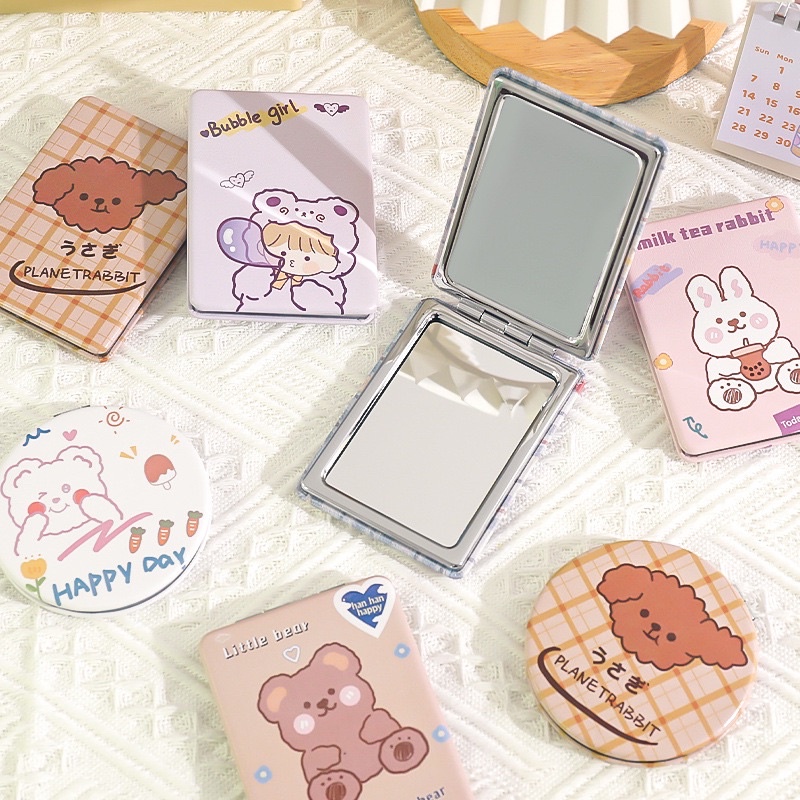 Gương Mini Cầm Tay 2 Mặt Sunni Shop/ Gương Trang Điểm Hàn Quốc - Mẫu Ngẫu Nhiên