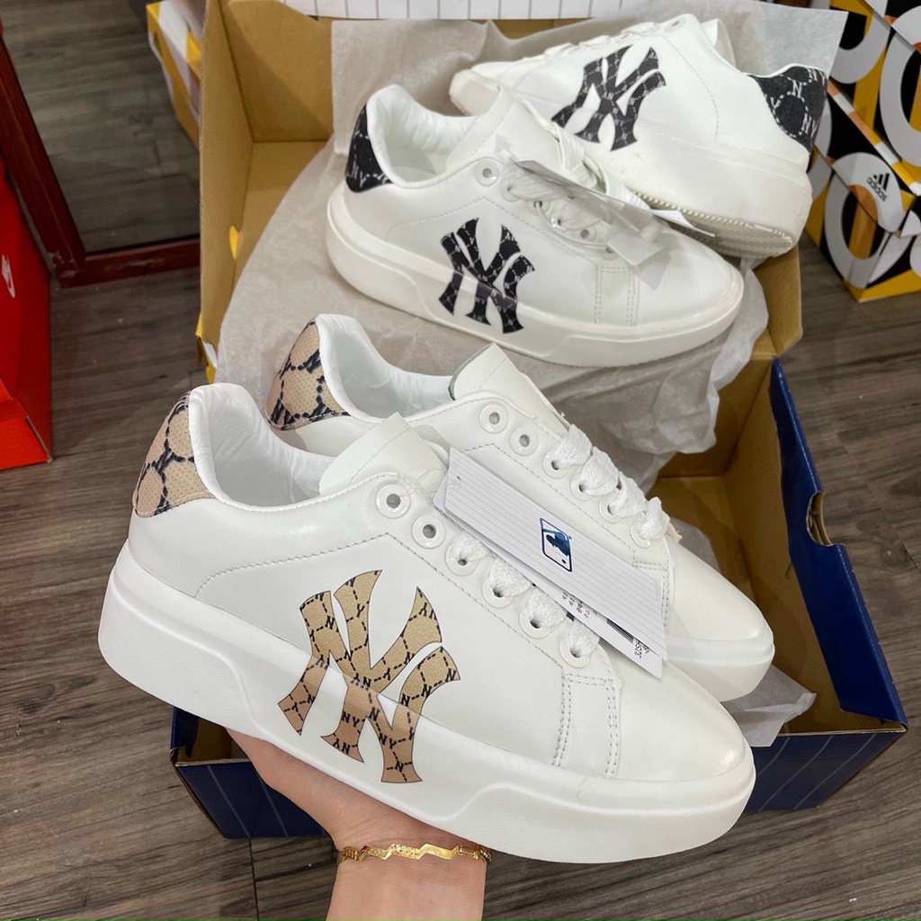 Giày Mc queen LA,NY Trắng Mẫu Mới 2022, Giày MLB , Hàn Quốc Nam Nữ Độn đế full bill box