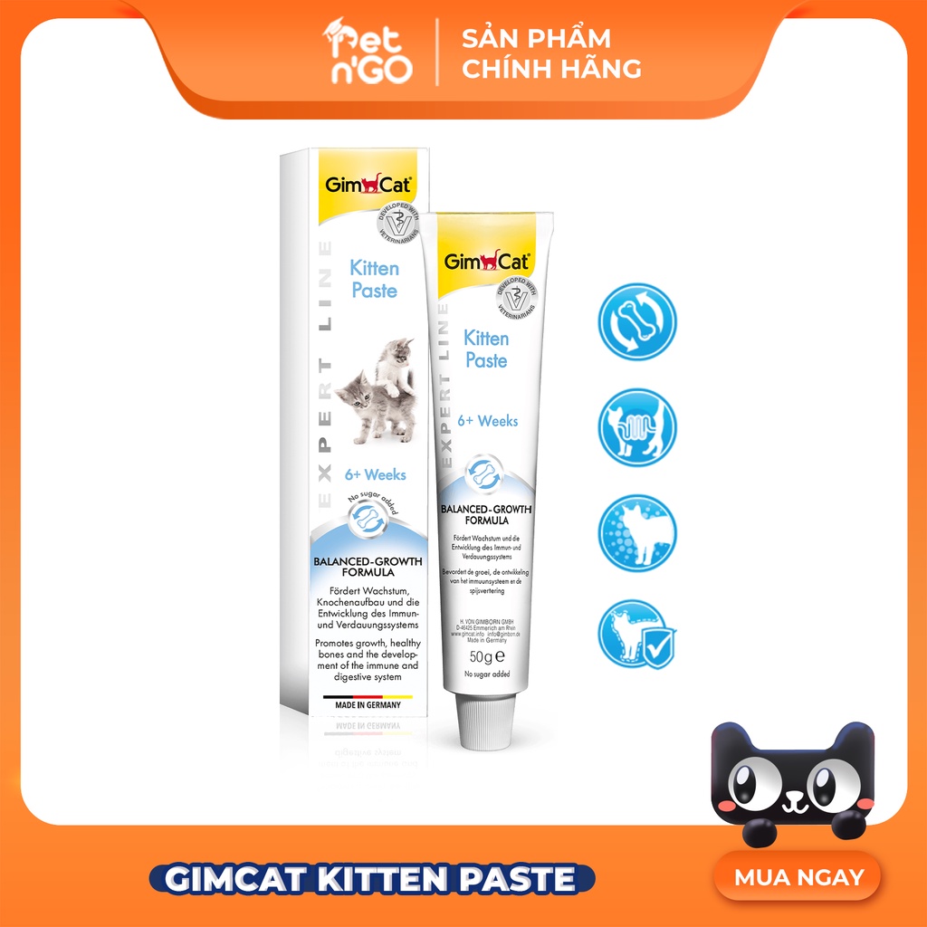 Gel dinh dưỡng Vitamin Gimcat Kitten Paste cho mèo con - Tăng cường thị lực và tim mạch