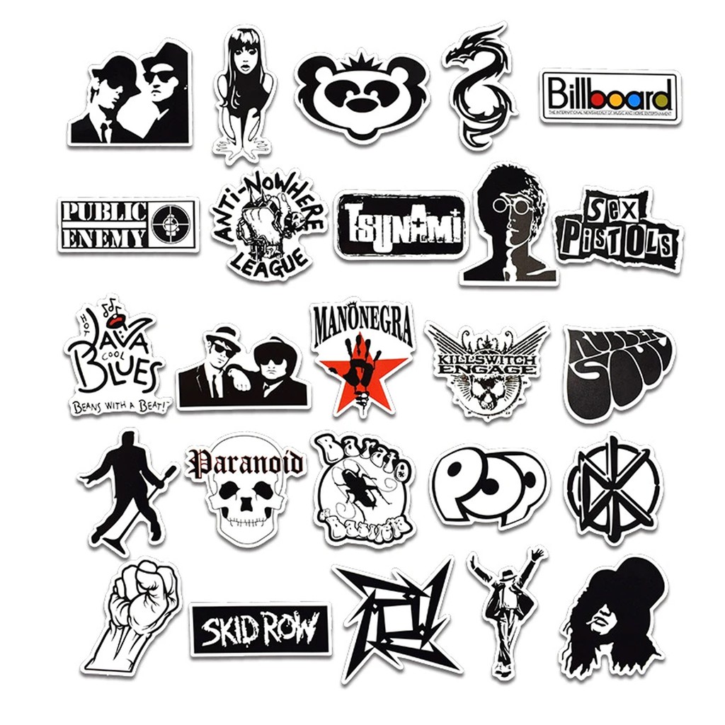 Sticker trắng đen black white stickers cao cấp trang trí Vali Laptop Mũ Bảo Hiểm Xe Máy Xe Đạp..