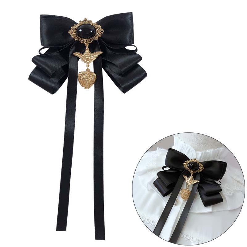 Cà Vạt Nơ Màu Đen Phong Cách Vintage Thời Trang Cho Nữ