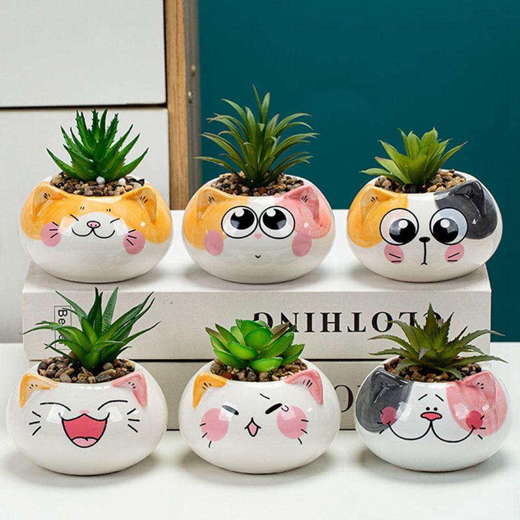 Chậu Hoa Hình Động Vật Hoạt Hình Sáng Tạo Trang Trí Bàn Làm Việc