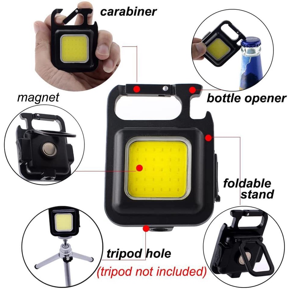 Đèn LED COB Mini Sạc USB Gắn Móc Khóa Di Động Đa Ứng Dụng Cho Hoạt Động Ngoài Trời