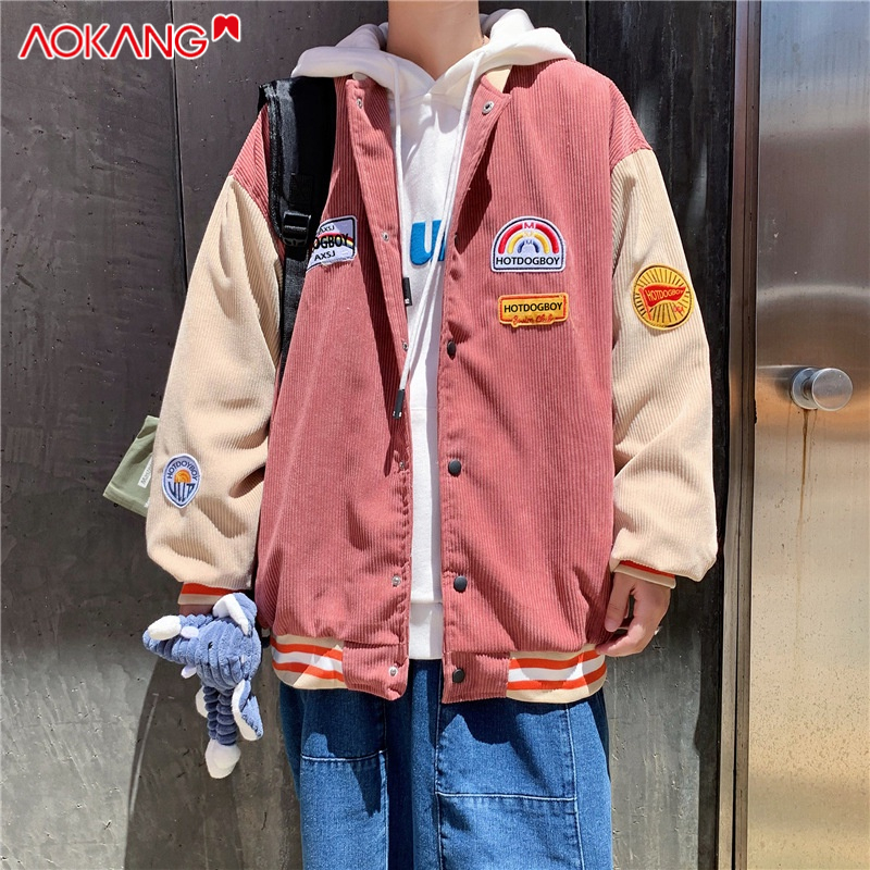 Áo khoác AOKANG dáng rộng in họa tiết phong cách Hàn Quốc thời trang mùa thu cho nam