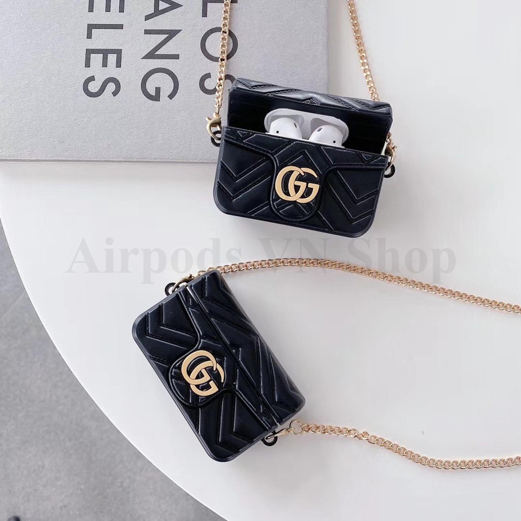 [HÀNG LOẠI 1] Ốp Airpods 1/2 và Airpods Pro túi Gucci đen xinh xinh silicon 3D cao cấp