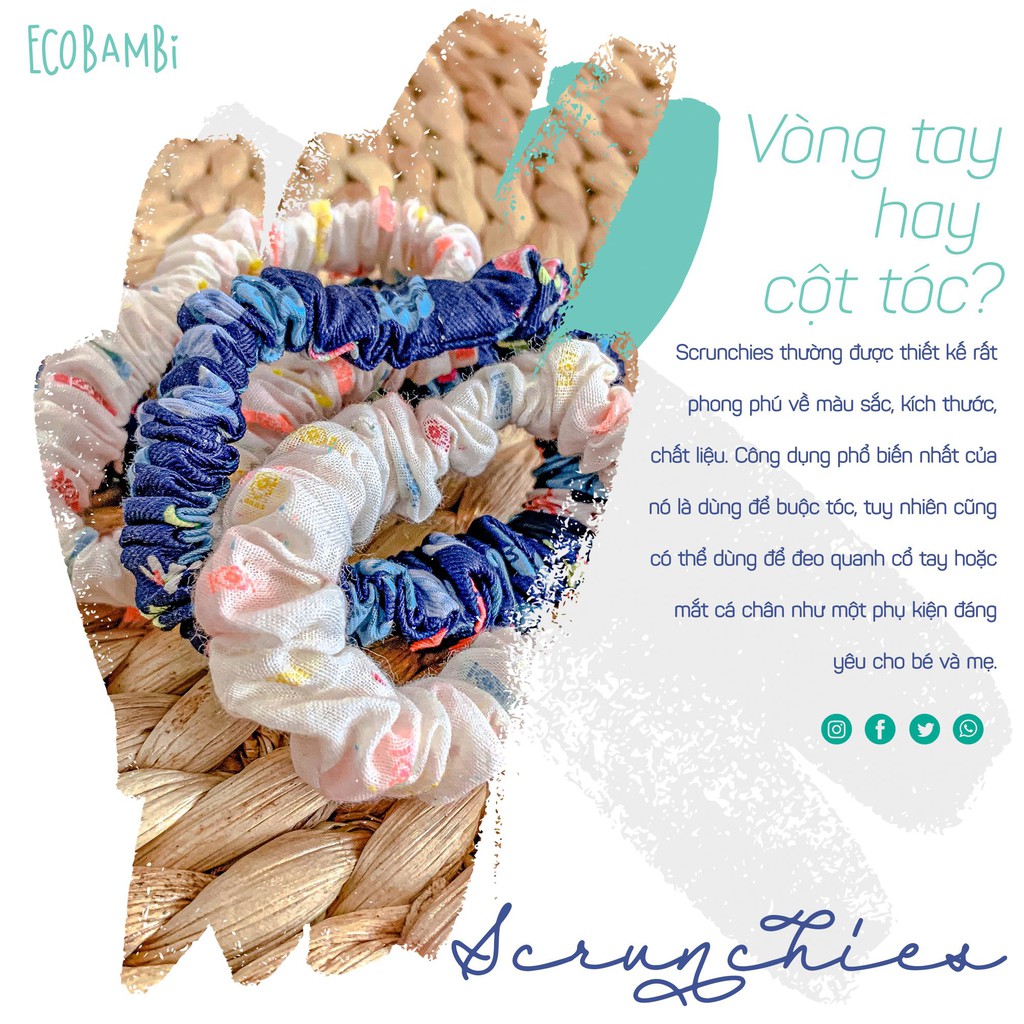 DÂY CỘT TÓC SCRUNCHIES SẮC MÀU ECOBAMBI CHO BÉ