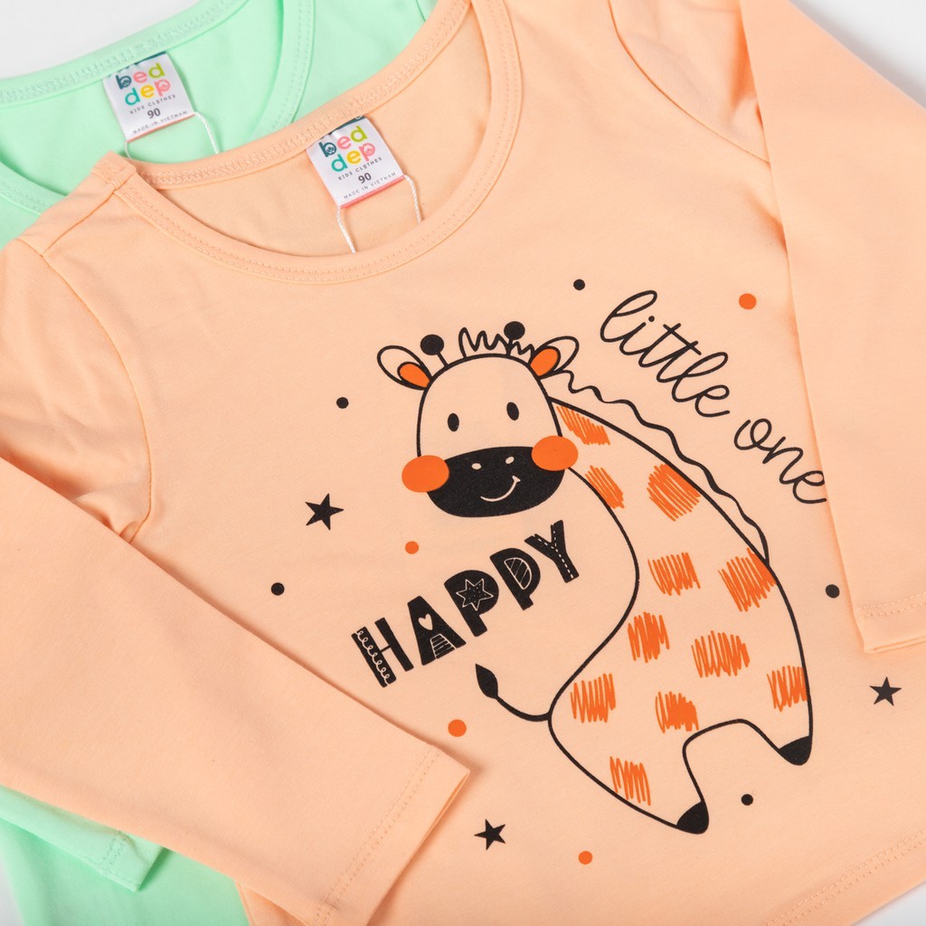 Áo thun bé gái dài tay từ 1 đến 8 tuổi in hình thú dễ thương thời trang cao cấp Beddep Kid Clothers GA29