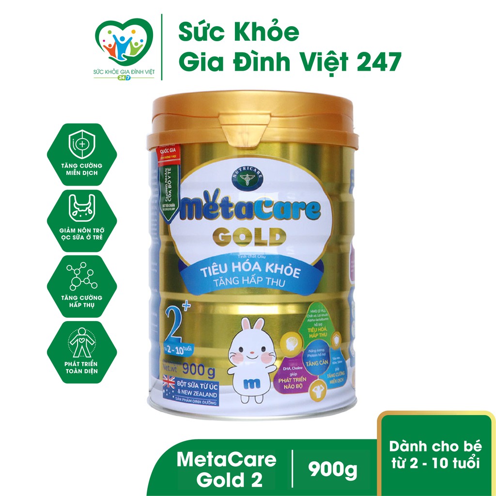 Sữa MetaCare Gold 2+ 900G - Tiêu hóa khỏe tăng hấp thu