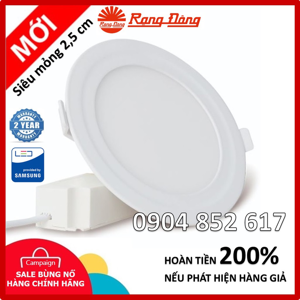 Đèn LED âm trần panel siêu mỏng Rạng Đông 6W, 9W, 12W - Samsung chipLED, 2 năm Bảo hành PT04 PT05