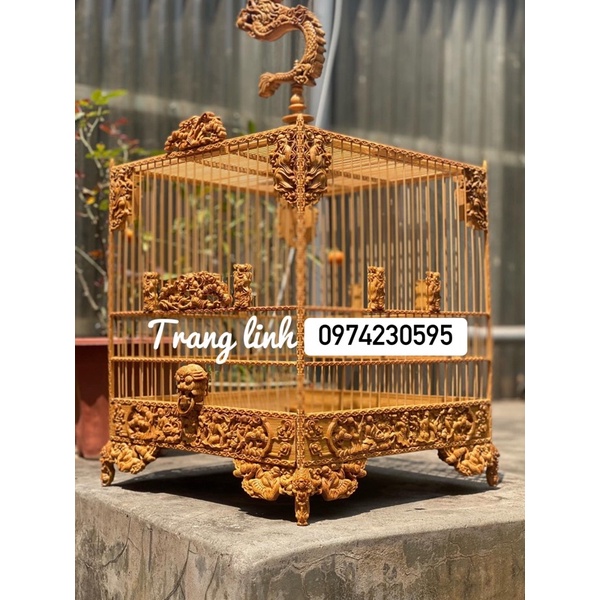 Lồng chào mào đục bát tiên trụ trơn/ trụ triện tre già