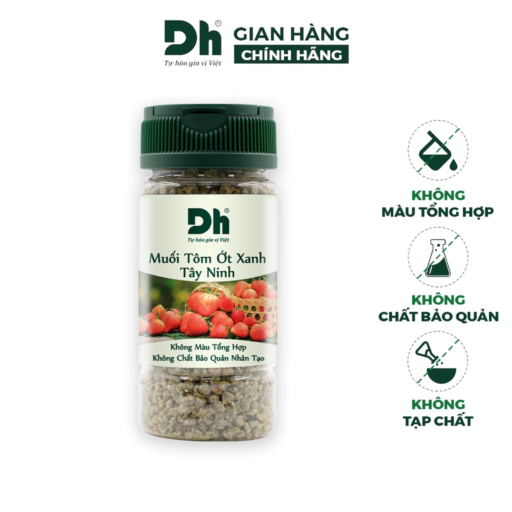 Muối tôm ớt xanh Tây Ninh DH Foods hạt to gia vị chấm hoa quả loại 1 thơm ngon 60/120gr