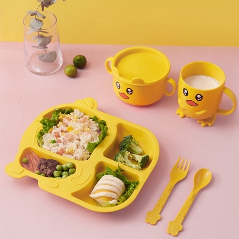 Khay Ăn Dặm 6 Món Hình Cua Và Vịt Đáng Yêu An Toàn Cho Bé Bằng Lúa Mạch