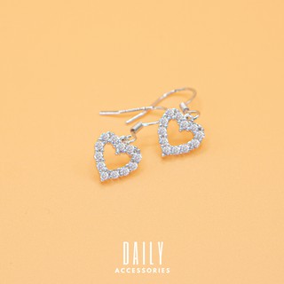Bông tai hình trái tim đính đá - Khuyên tai hình trái tim đính đá xinh xắn Hàn Quốc Daily Accesories