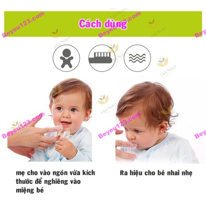 Bàn chải đánh răng silicone mềm xỏ ngón , rơ lưỡi Kèm hộp đựng GB BABY - Vệ sinh răng miệng cho bé