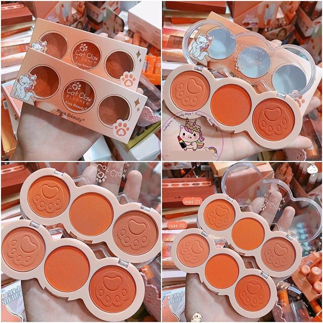 Phấn má hồng 3 ngăn mèo Kiss Beauty Cat Claw Blusher
