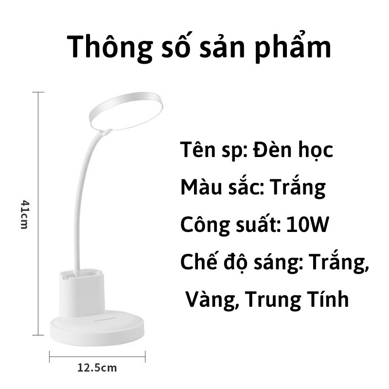 Đèn Học Chống Cận Để Bàn, 3 Ánh Sáng Giúp An Toàn Cho Đôi Mắt, Sạc Tích Điện Không Tốn Diện Tích Khi Sử dụng AUTO BIM