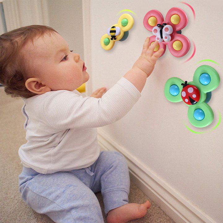 Set 3 đồ chơi con quay hình thú vui nhộn dán tường giúp bé nâng cao kĩ năng cơ bản