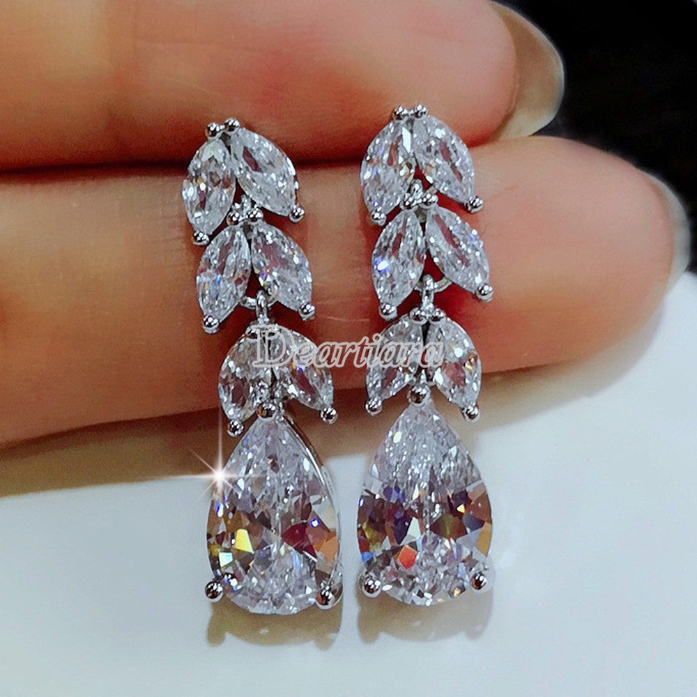 Bông Tai Hình Giọt Nước Đính Đá Zircon Thời Trang Lãng Mạn Cho Nữ