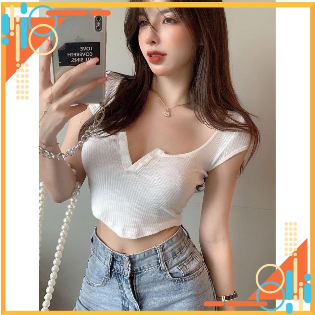 [Thế Giới Coptop] Áo Croptop Vạt Bầu Cúc Cài PC [Hàng Đẹp]