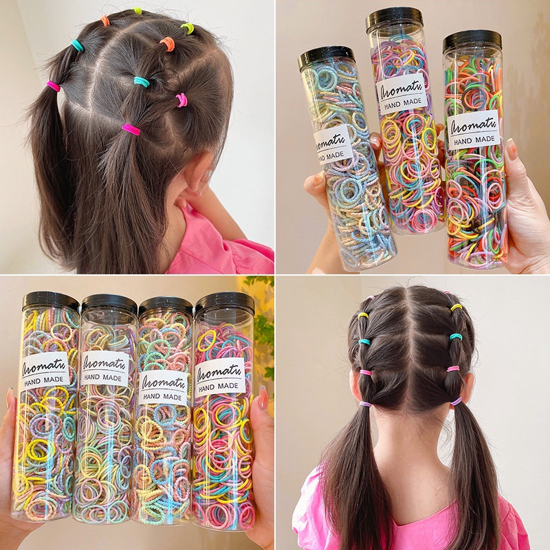 Bộ 300 Dây Buộc Tóc Nhiều Màu Sắc Dễ Thương Cho Bé