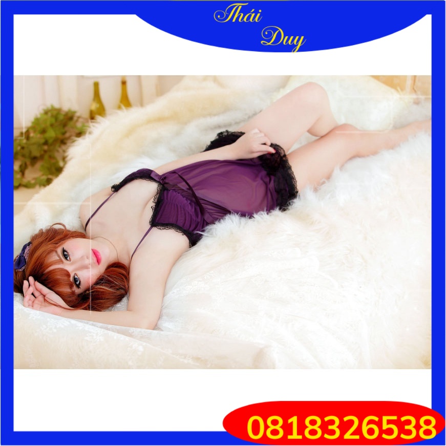 Bộ đồ ngủ nữ sexy Sling Thiết kế áo xòe lửng dễ thương. Chất liệu thoáng mát.