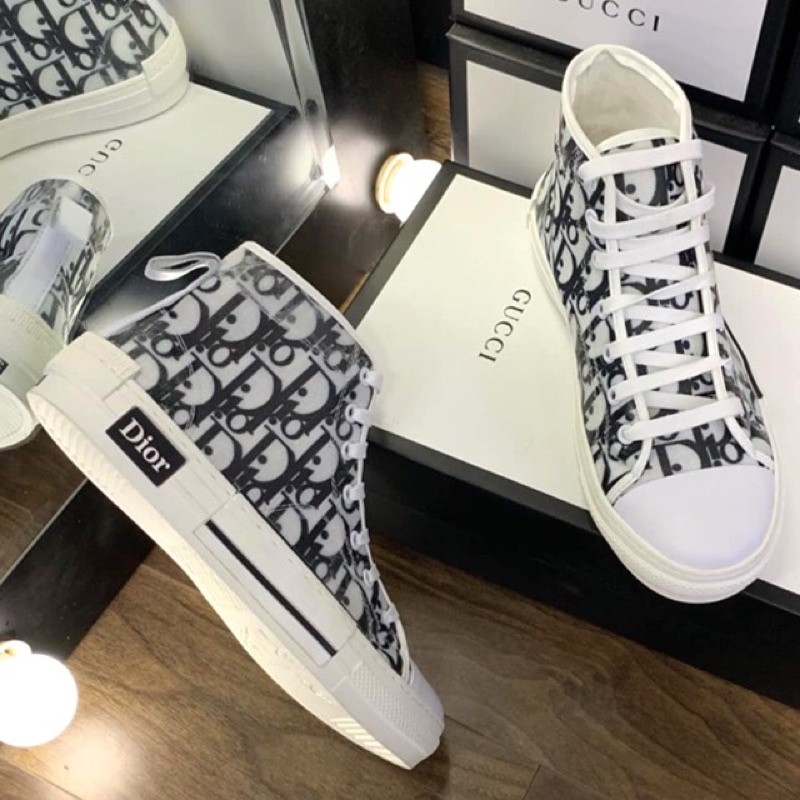 Giày Sneaker Dior Cao Cổ Da Bóng Cao Cấp Nam Nữ