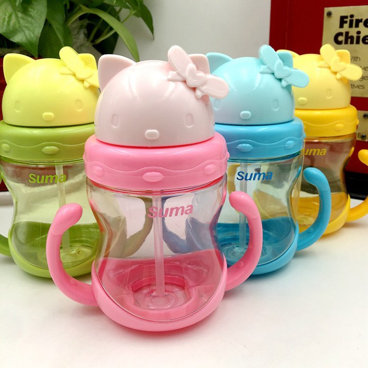 HCM -Bình nước có vòi hút cho bé Hello Kitty 280ml