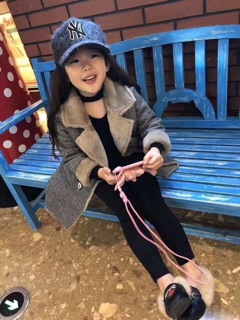 Áo dạ bé gái cổ lông
