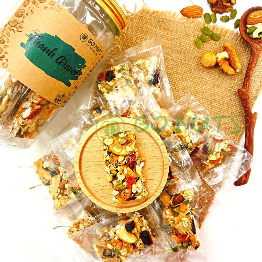 Thanh Granola GO NUTS Granola bar Thanh hạt dinh dưỡng mix Bánh ngũ cốc ăn kiêng hỗ trợ giảm cân bánh healthy thuần chay