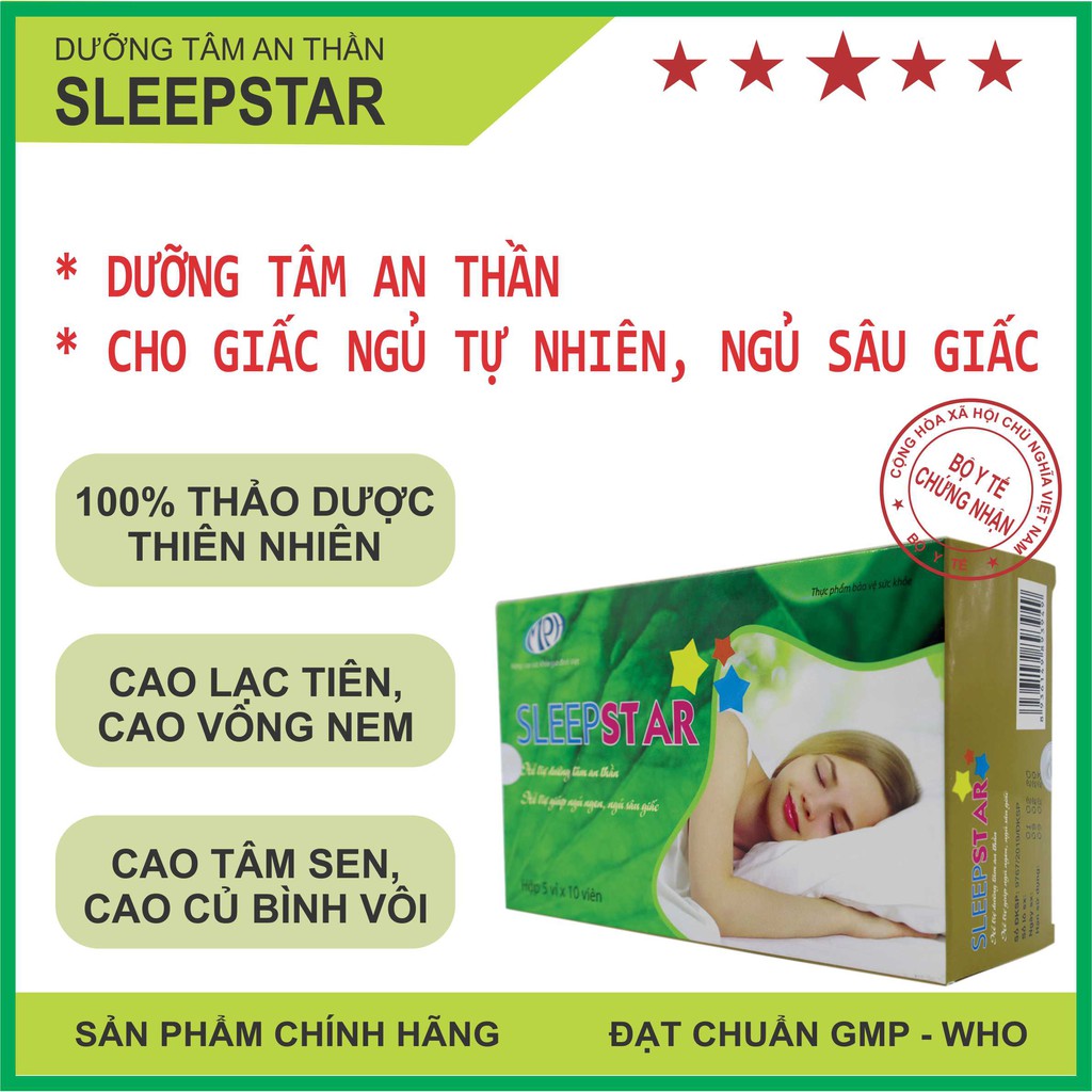 Dưỡng tâm an thần Sleep Star - Thảo dược thiên nhiên cho giấc ngủ tự nhiên, ngủ sâu giấc, giảm hồi hộp