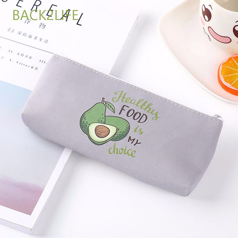 Túi đựng bút bằng da PU in họa tiết quả bơ dễ thương sáng tạo BACK2LIFE