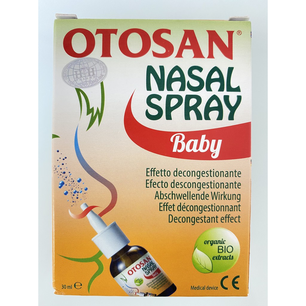 Otosan Nasal Spray Baby - Hỗ trợ viêm mũi do vi khuẩn hay virus, viêm xoang, khô niêm mạc mũi (Lọ 30ml)