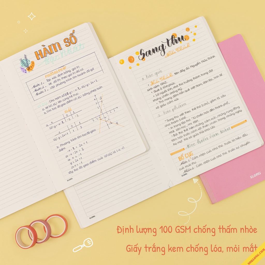 Vở kẻ ngang dòng chấm 120 trang may dán gáy B5 Lined MS 826 tấp sổ bìa dễ thương foodie cute Sổ KLONG
