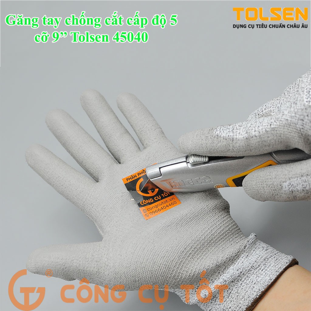 Găng tay bảo hộ chống cắt Tolsen 45040 cấp độ 5 cỡ 9 inch