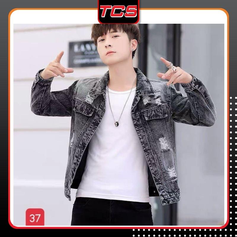 Áo Khoác Nam - Áo Khoác Jean Nam Chất Bò Đẹp Xanh Rách Hàng Hot Thời Trang .Hàng Xưởng Xuất ShopTcs 37