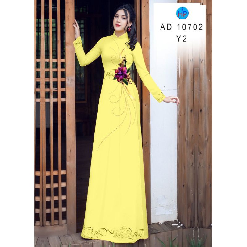 Vải may áo dài hoa eo AD10702 cực duyên